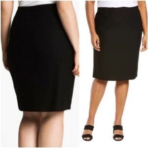 Eileen Fisher Italian Yarn Wool Knit Black pencil Skirt Size 1X